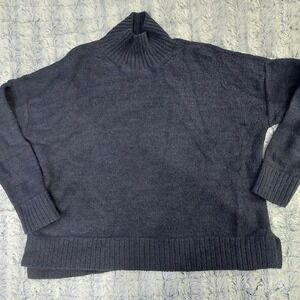 Eileen Fisher navy mockneck sweater small (see pic for imperfection)